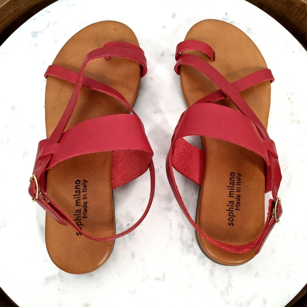 Red Strappy Sandals - Picture 6 of 9